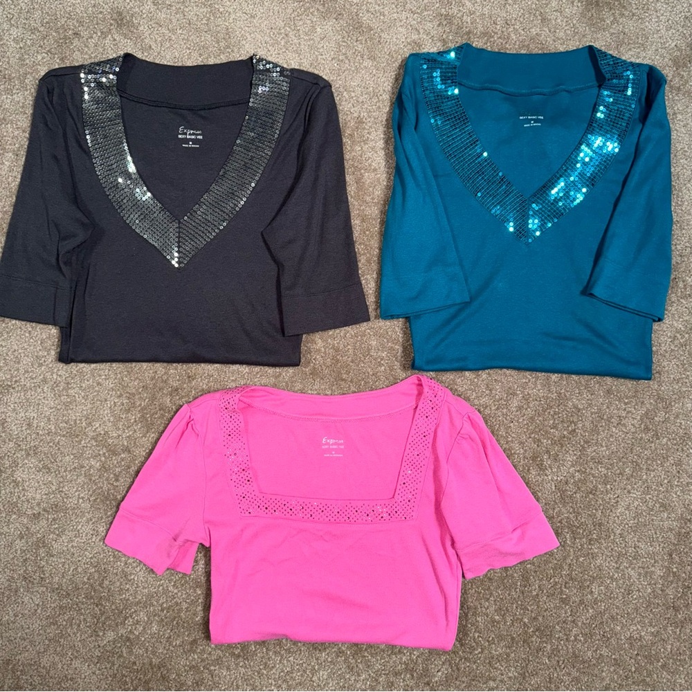 Set of Express Sexy Vee Tees